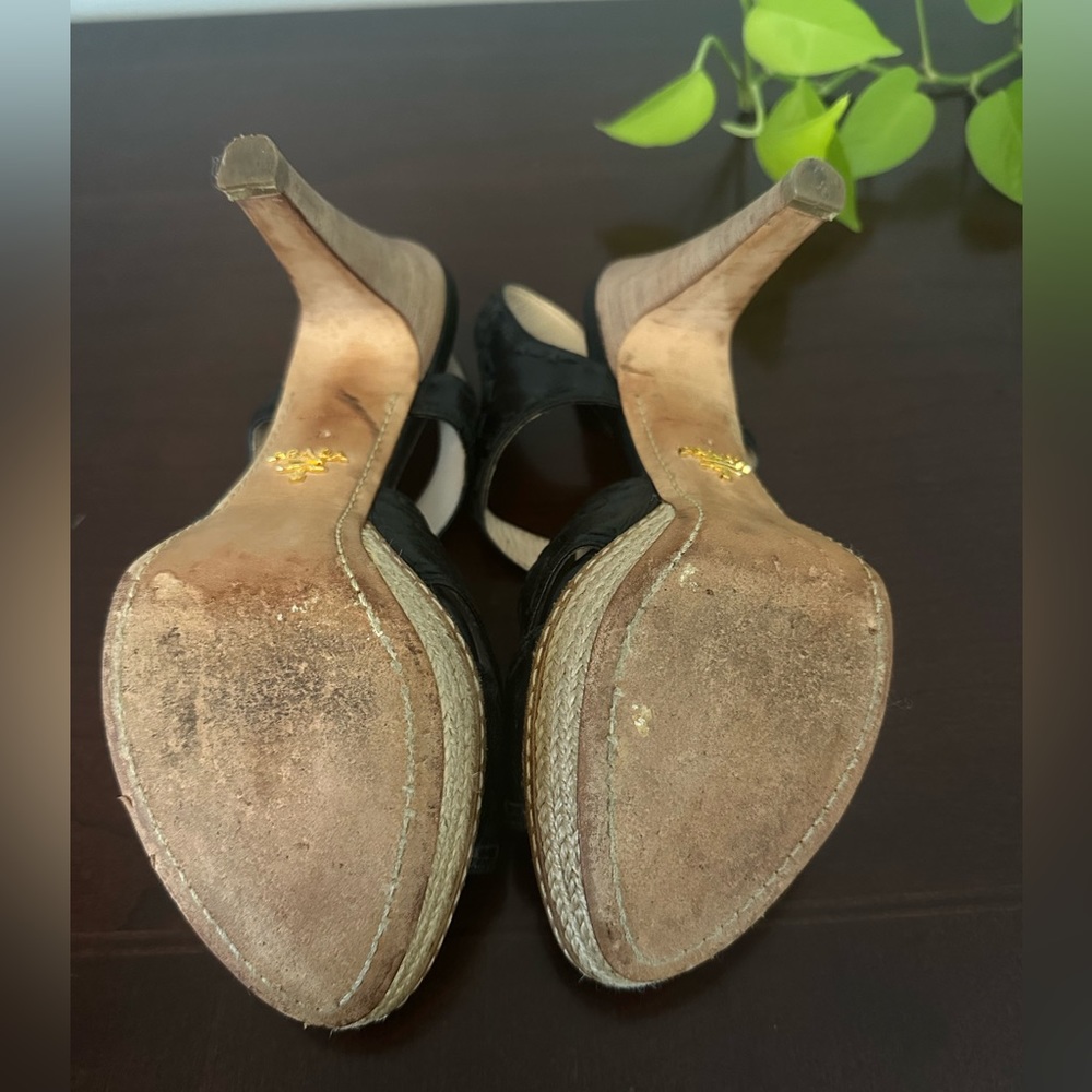 Prada Black Strappy Wedge Heels - Picture 16 of 16